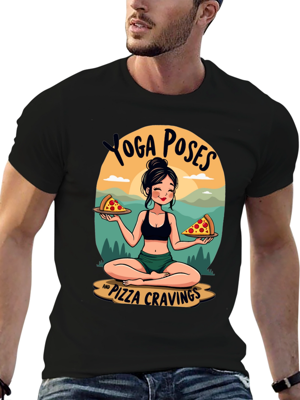 Yoga Poses and Pizza Cravings T-Shirt