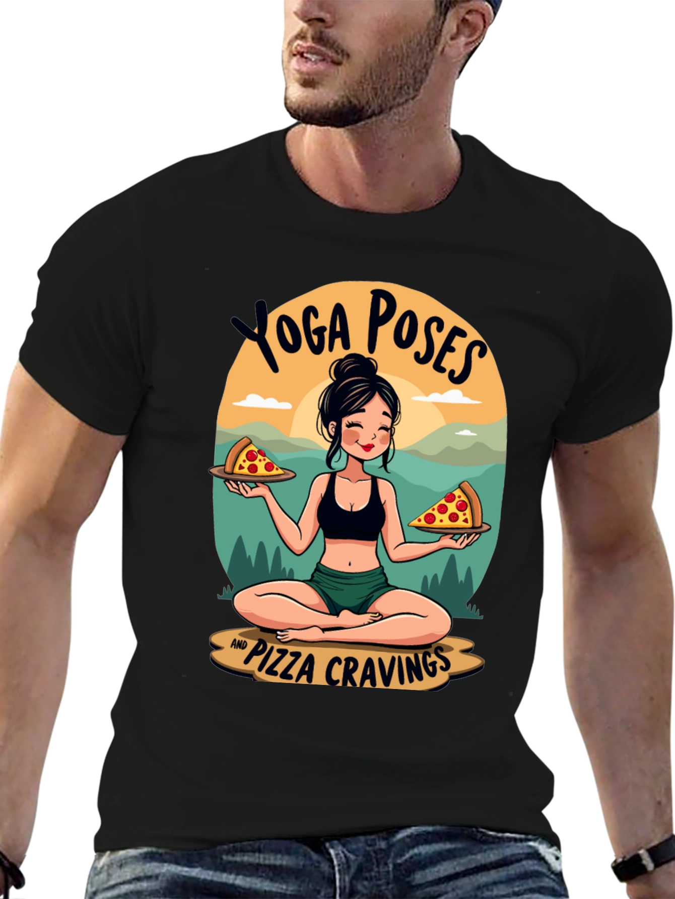 Yoga Poses and Pizza Cravings T-Shirt