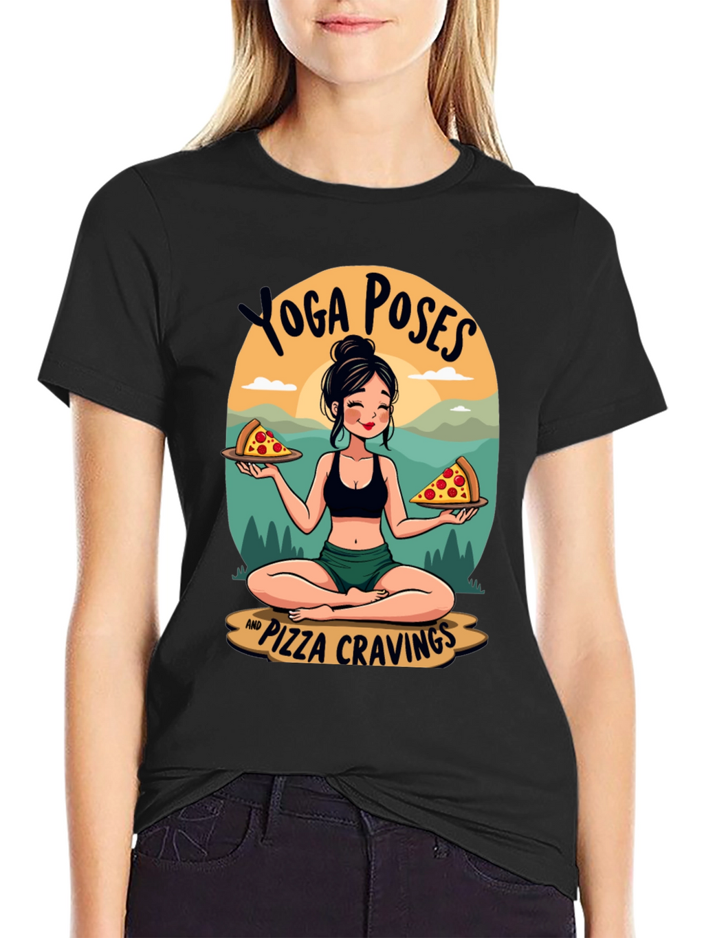 Yoga Poses and Pizza Cravings T-Shirt