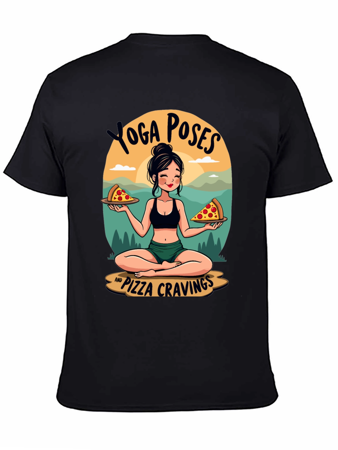 Yoga Poses and Pizza Cravings T-Shirt