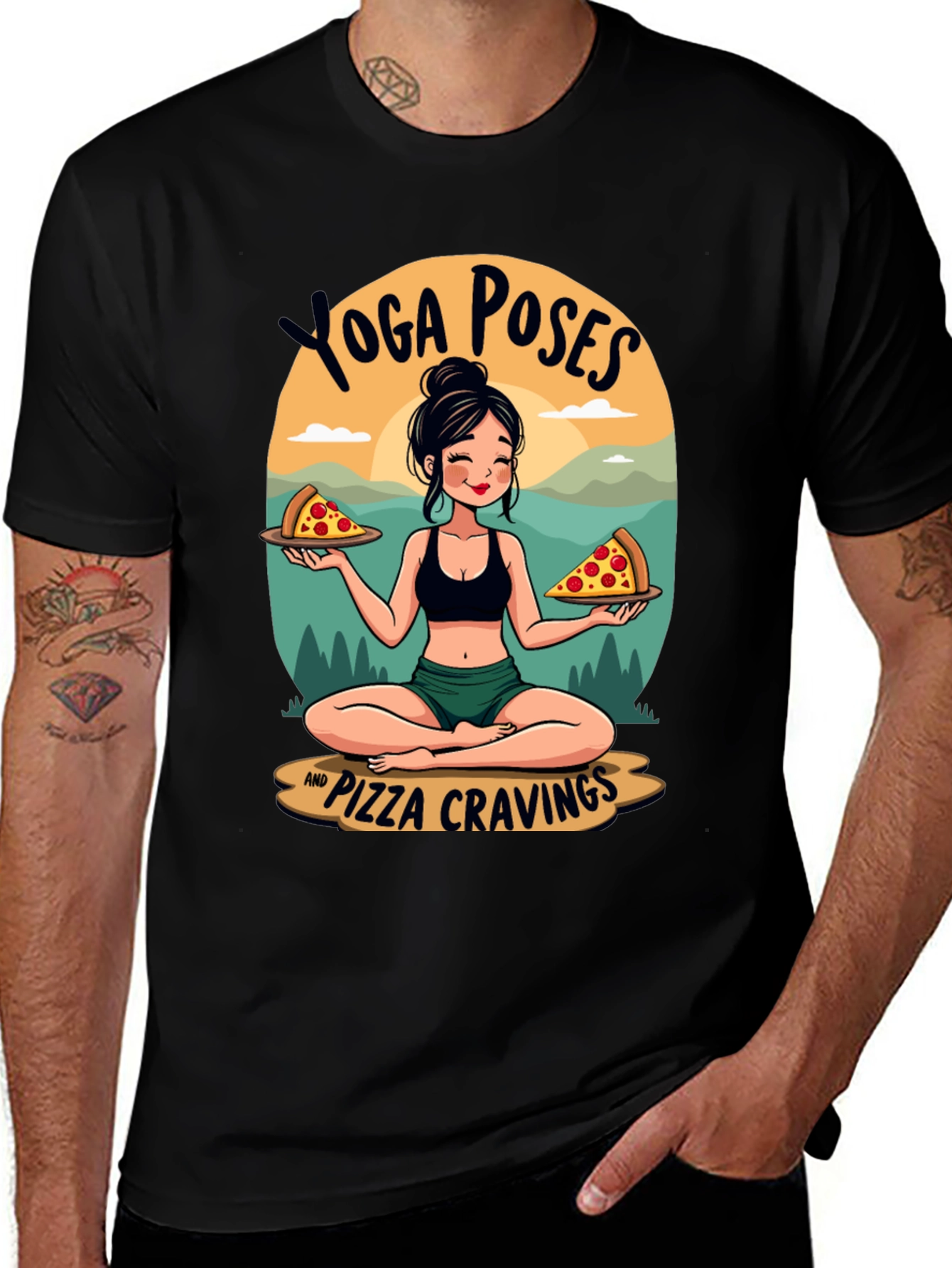Yoga Poses and Pizza Cravings T-Shirt