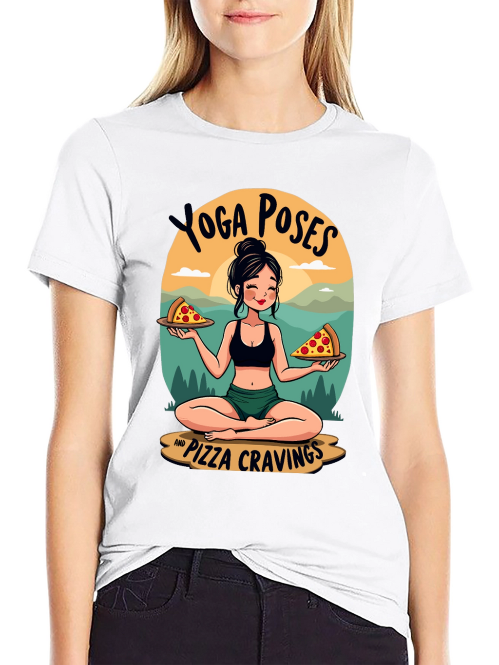 Yoga Poses and Pizza Cravings T-Shirt