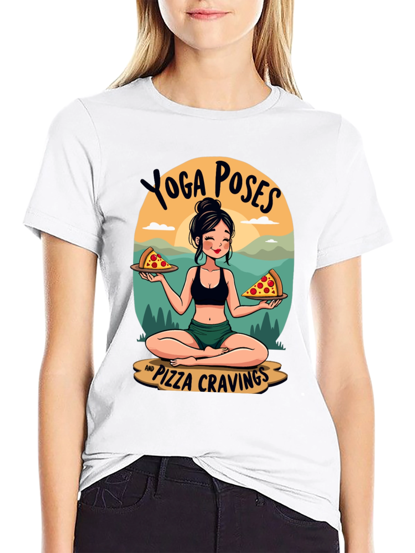 Yoga Poses and Pizza Cravings T-Shirt
