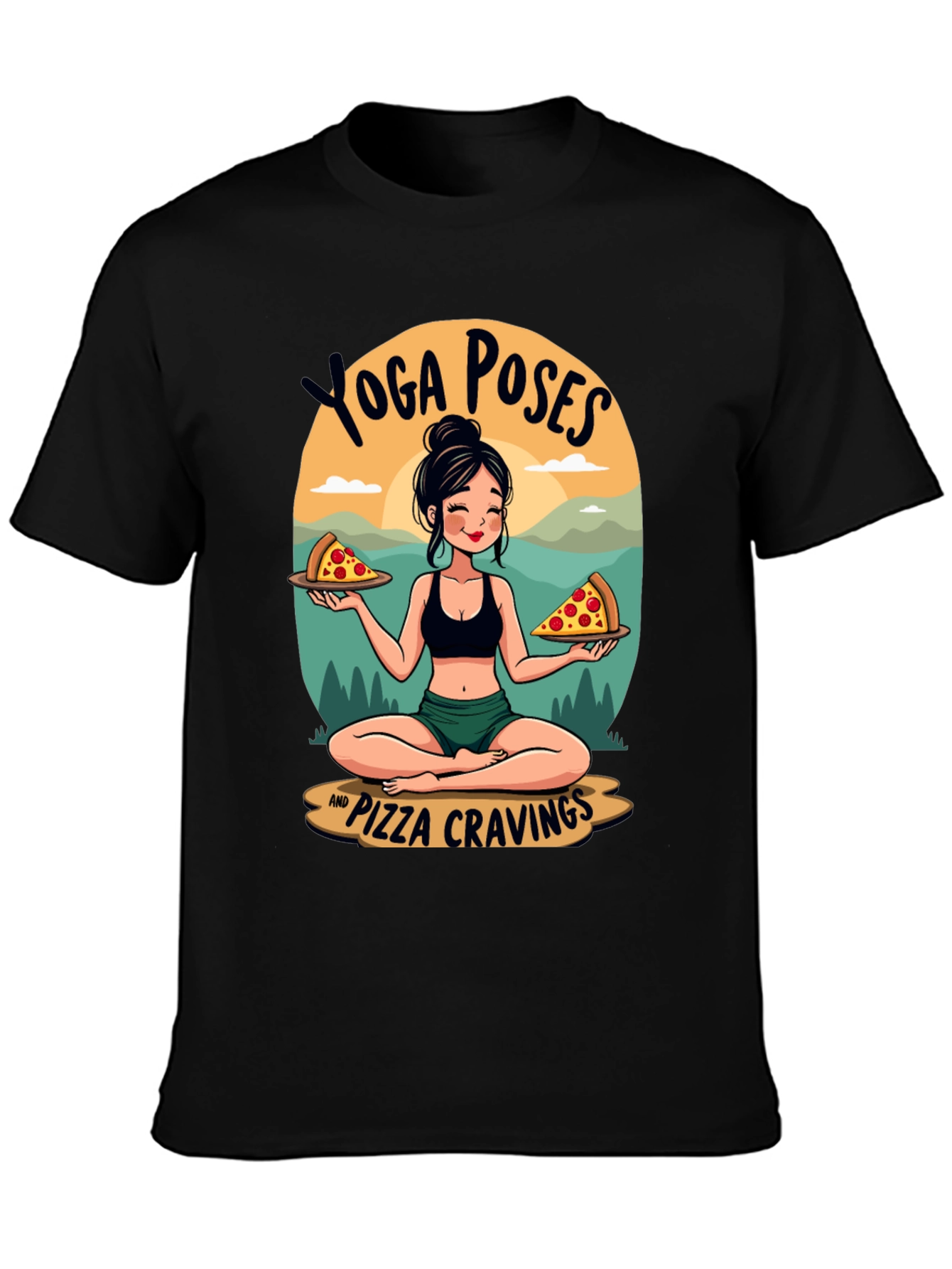 Yoga Poses and Pizza Cravings T-Shirt