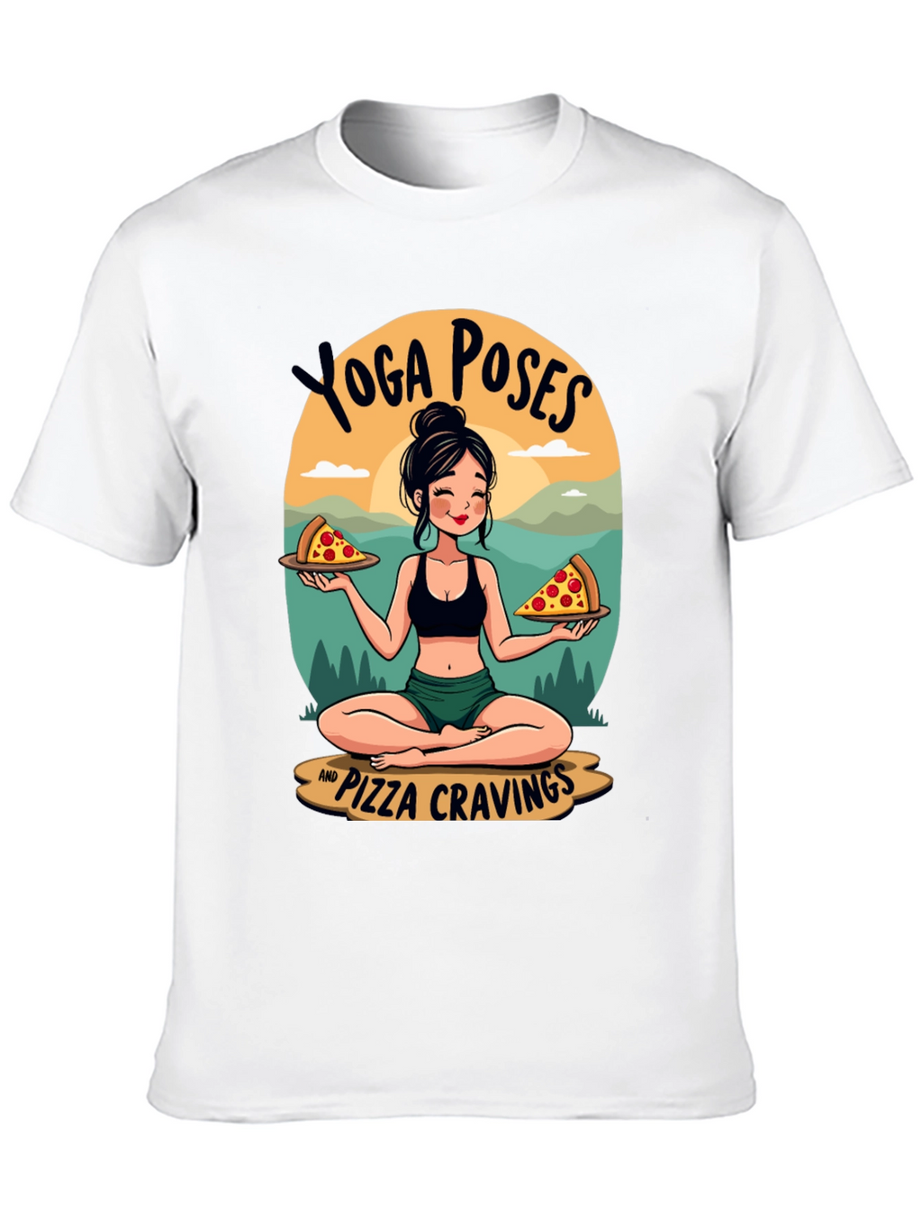 Yoga Poses and Pizza Cravings T-Shirt