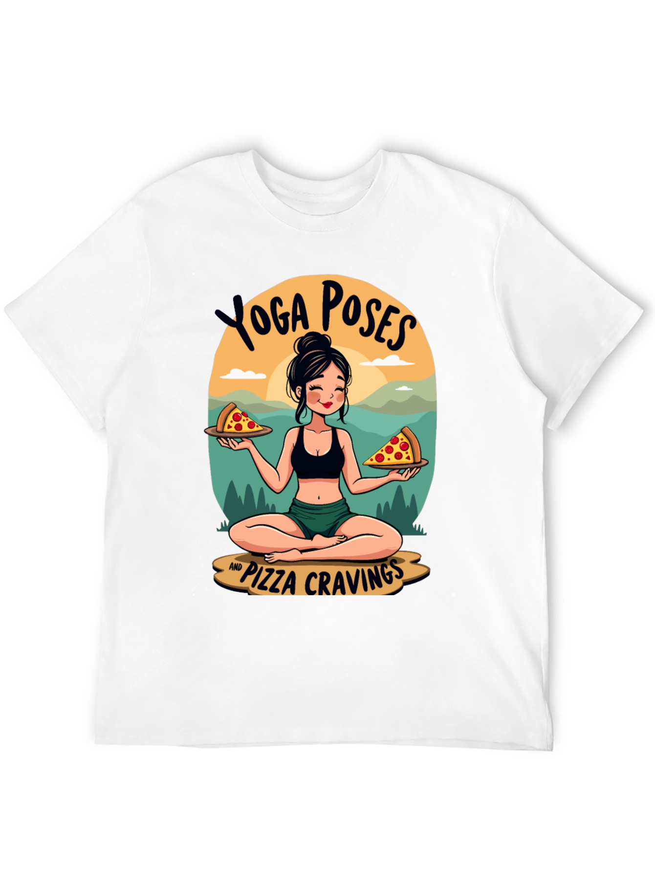 Yoga Poses and Pizza Cravings T-Shirt