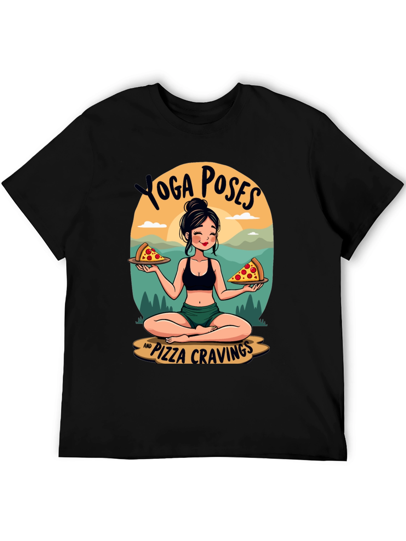 Yoga Poses and Pizza Cravings T-Shirt