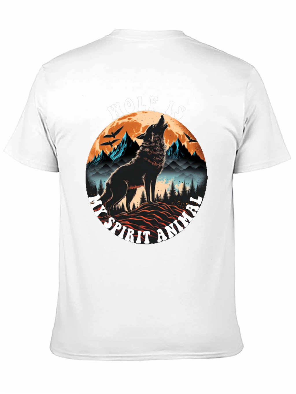 Wolf Spirit Animal Graphic Tee - Black Cotton Blend