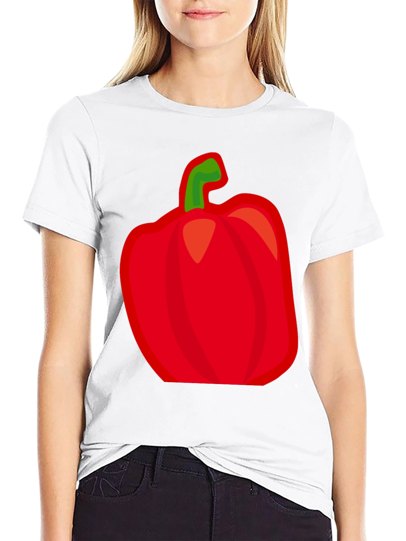 Red Pepper Graphic Tee - Black Cotton Shirt