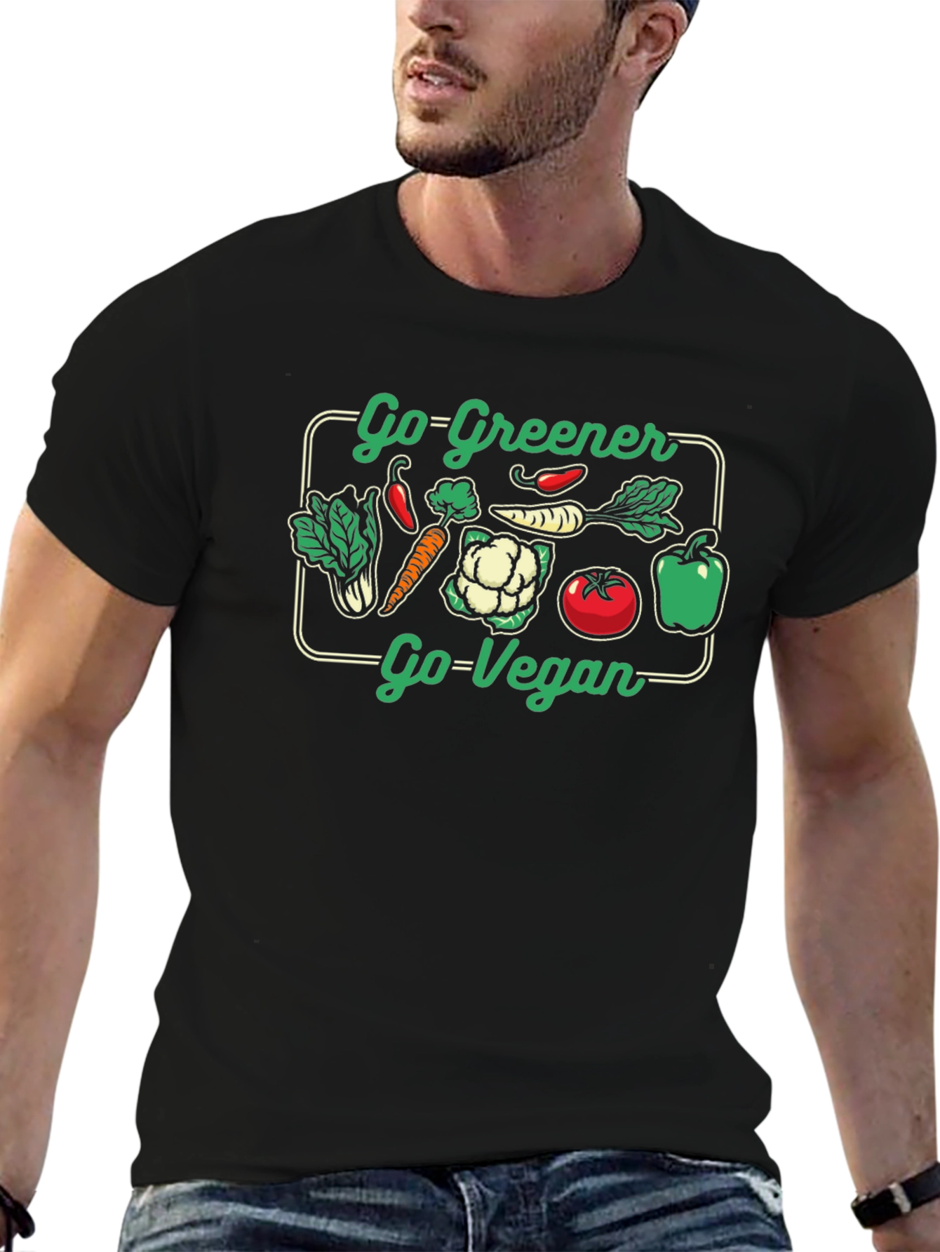 Go Greener Go Vegan Graphic T-Shirt