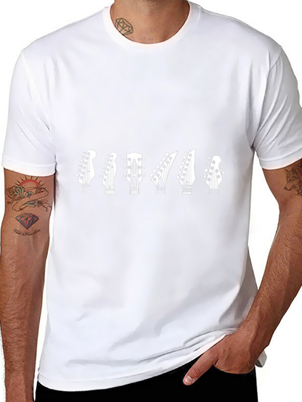 Guitar Headstock Graphic Tee - Black