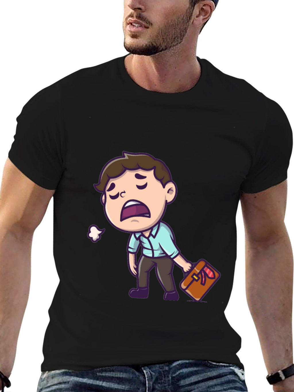 Funny Exhausted Cartoon Man T-Shirt