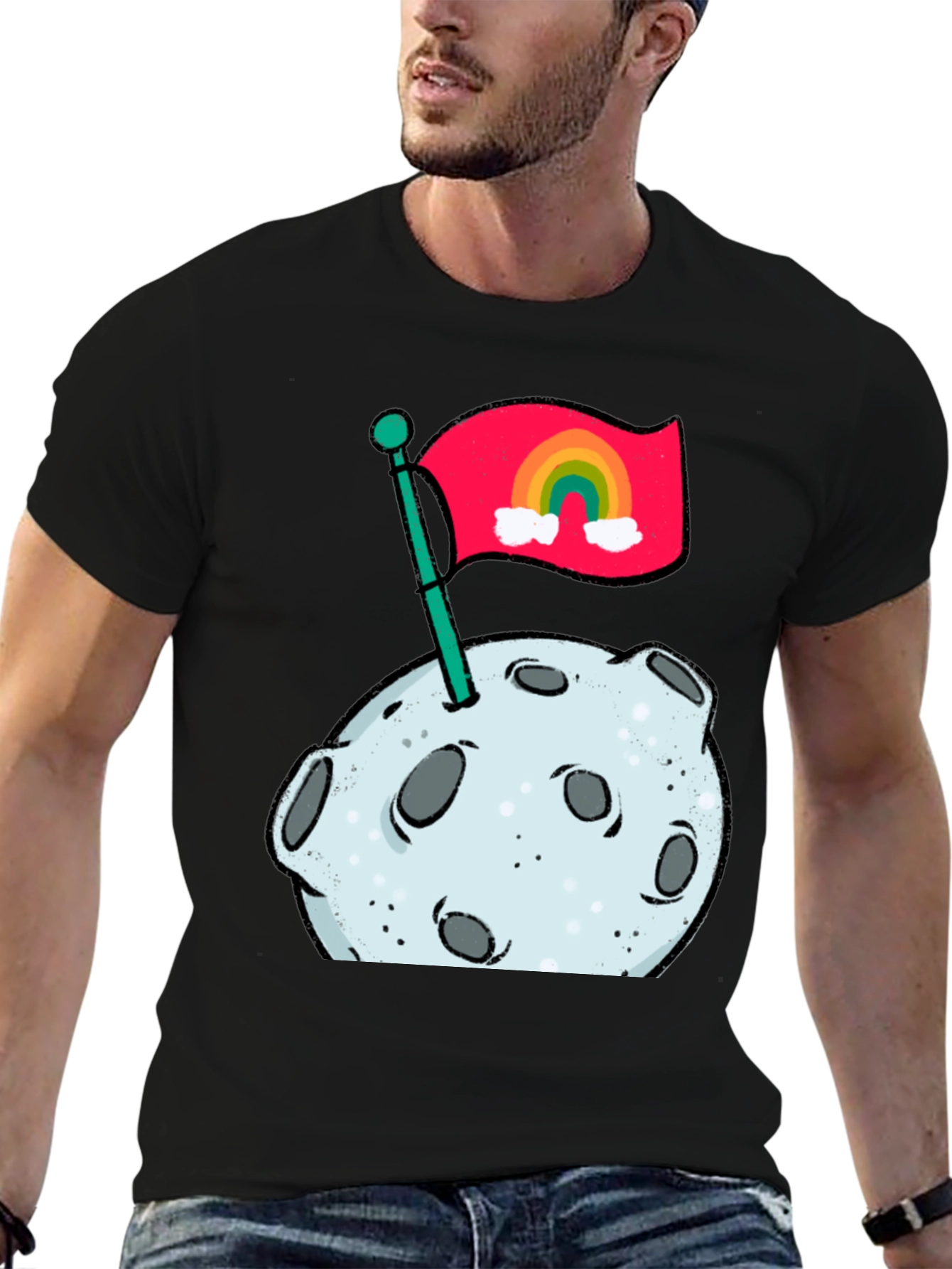 Moon Landing Rainbow Flag Graphic Tee