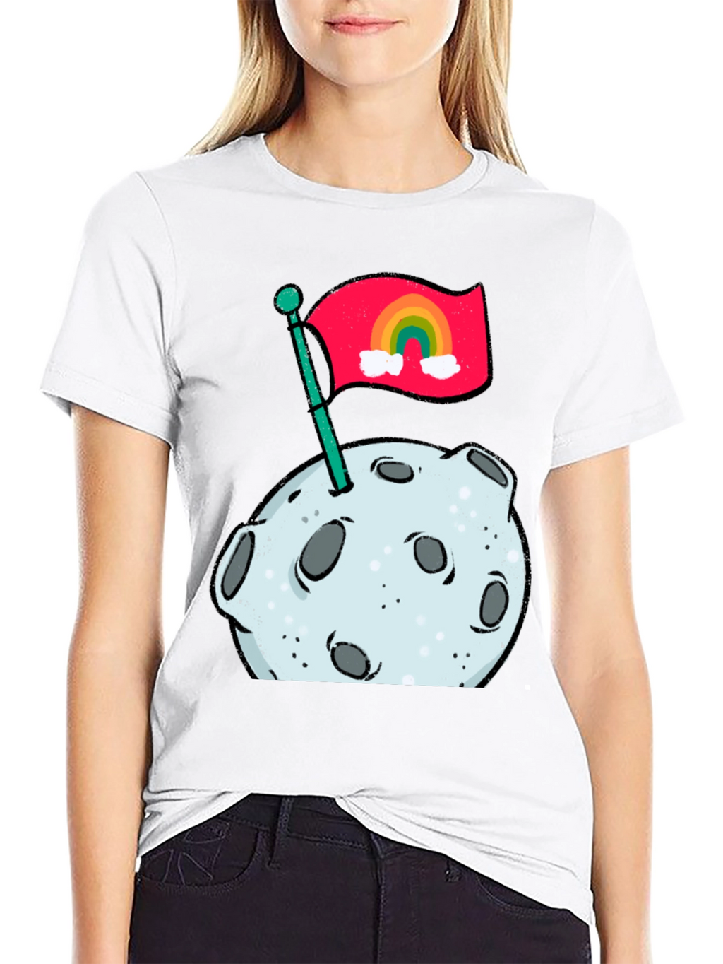 Moon Landing Rainbow Flag Graphic Tee