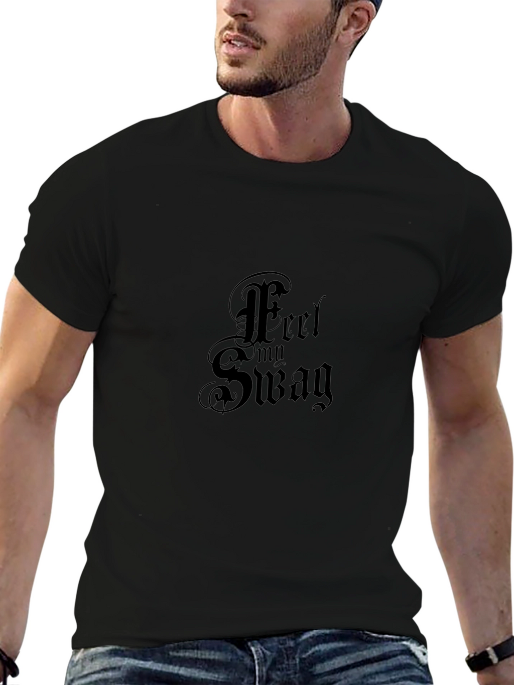 Feel My Swag Black Graphic Tee