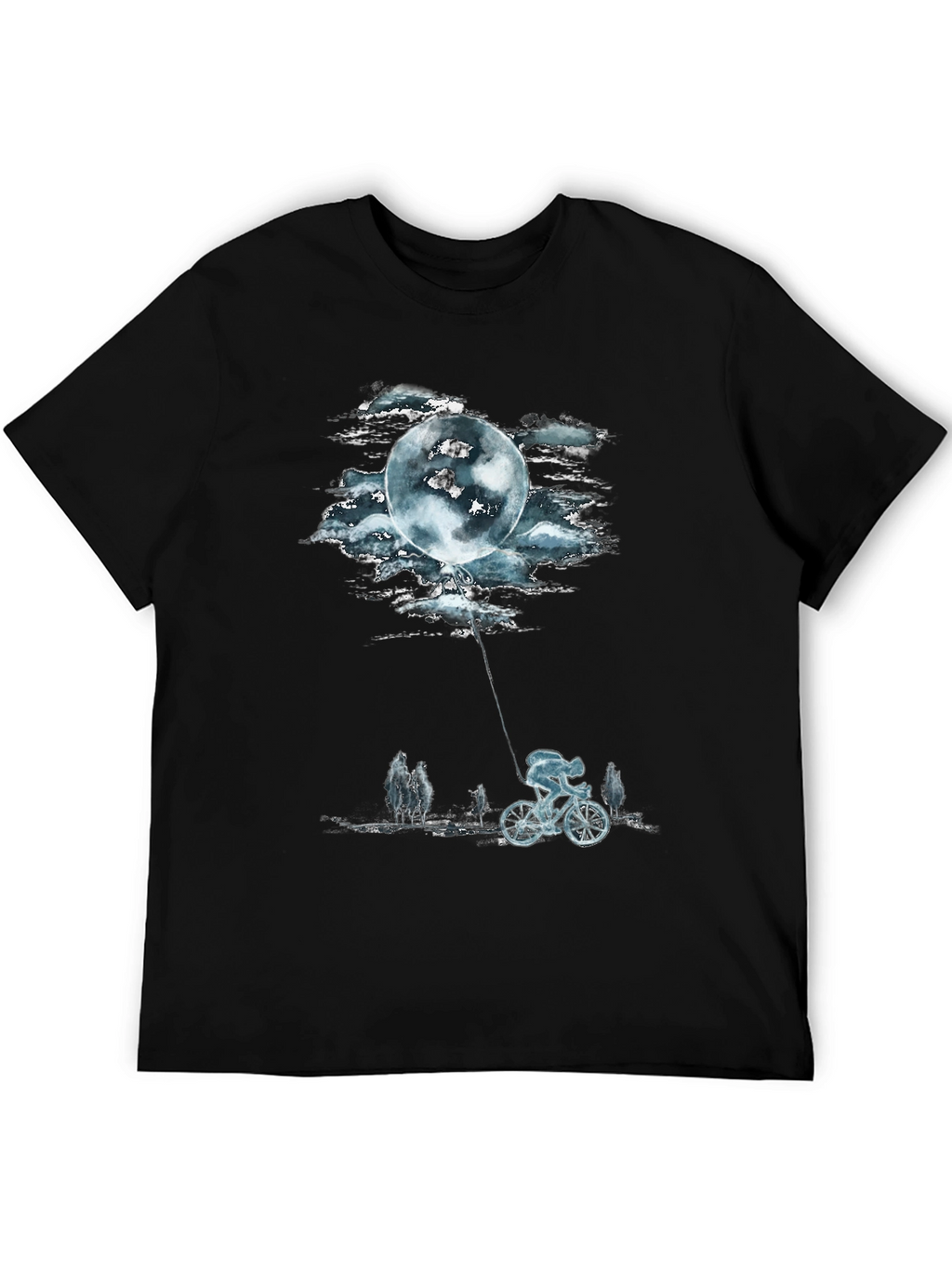 Moon Balloon Cyclist Graphic T-Shirt