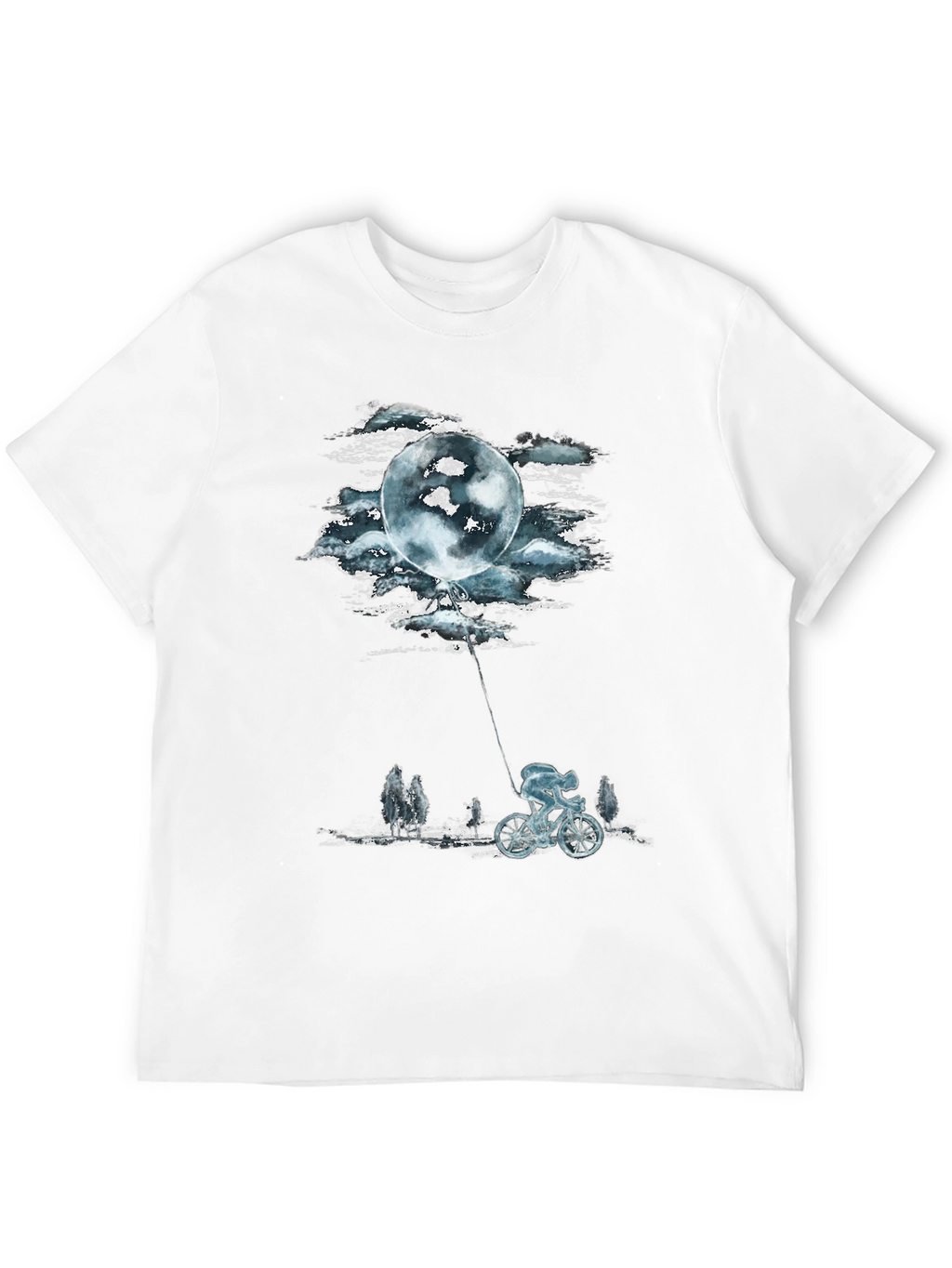 Moon Balloon Cyclist Graphic T-Shirt