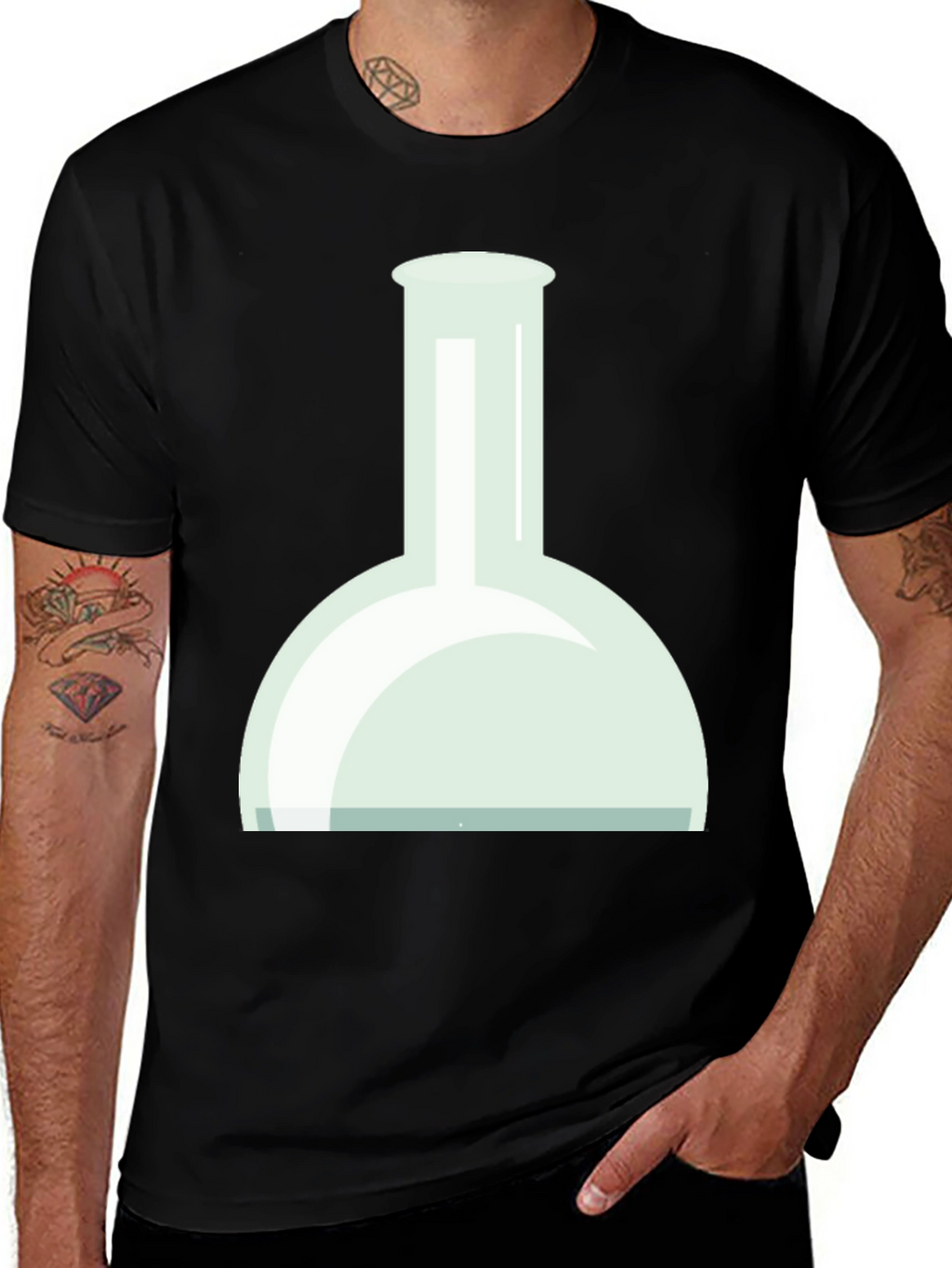 Science Flask Graphic Tee - Black Cotton T-Shirt
