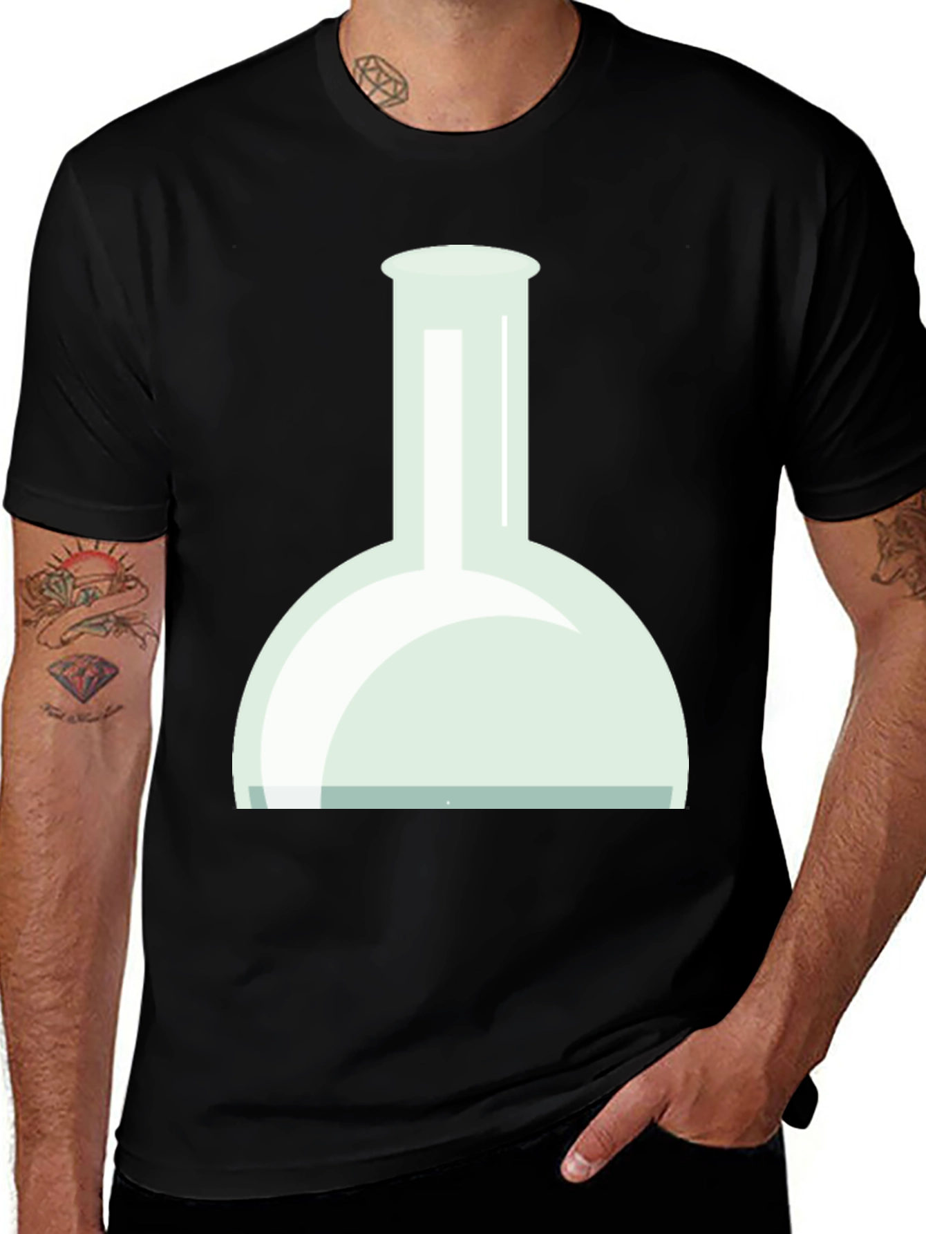 Science Flask Graphic Tee - Black Cotton T-Shirt