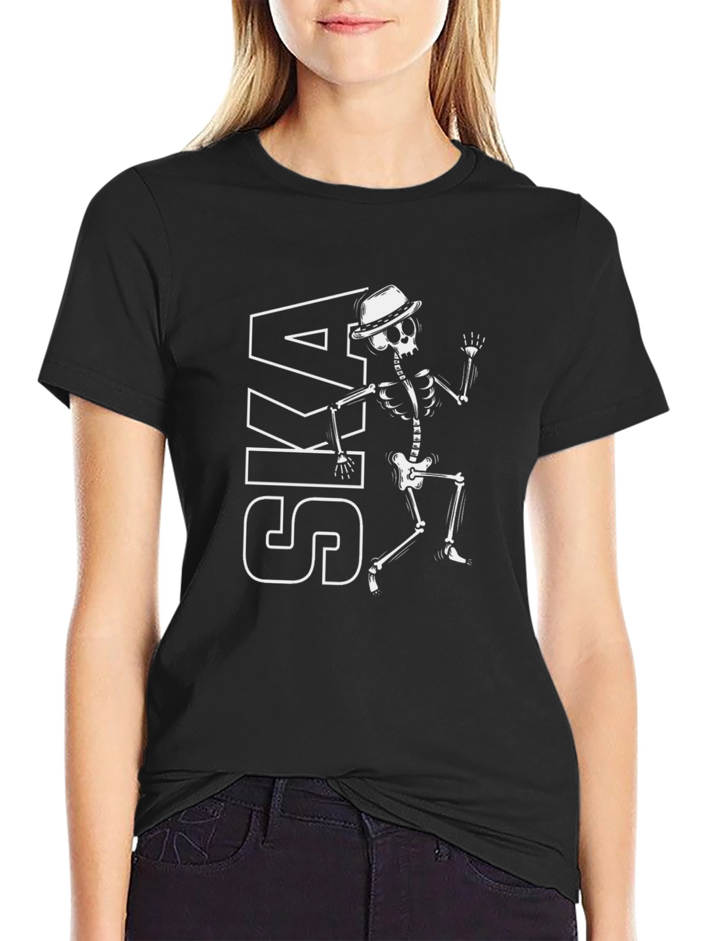 Ska Skeleton Graphic T-Shirt - Black