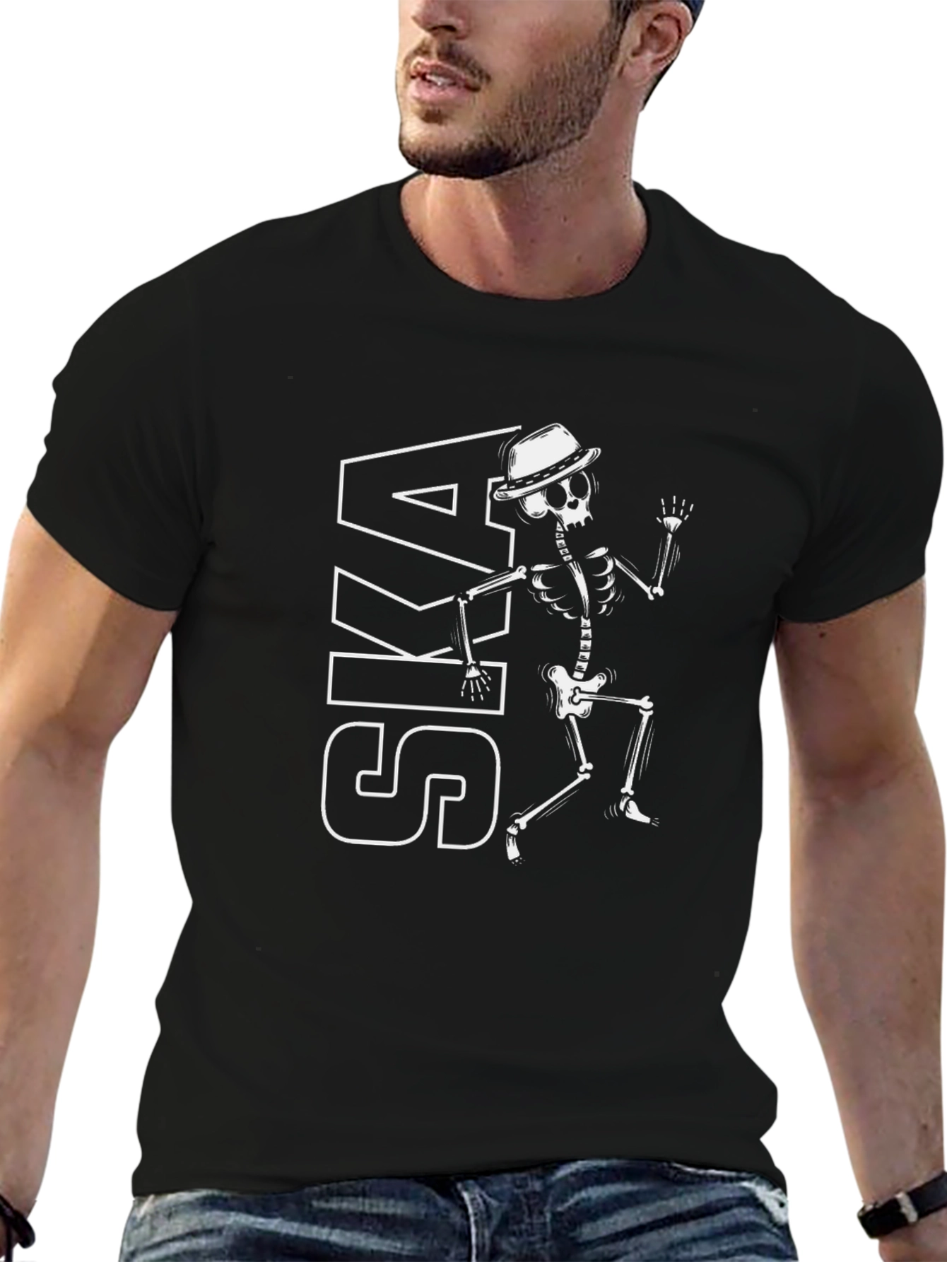 Ska Skeleton Graphic T-Shirt - Black