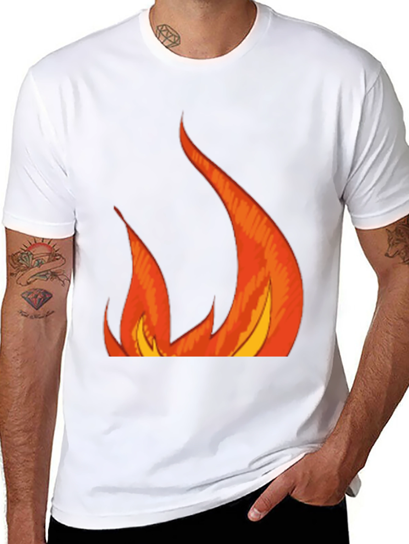 Fiery Graphic Tee - Bold Flames Design