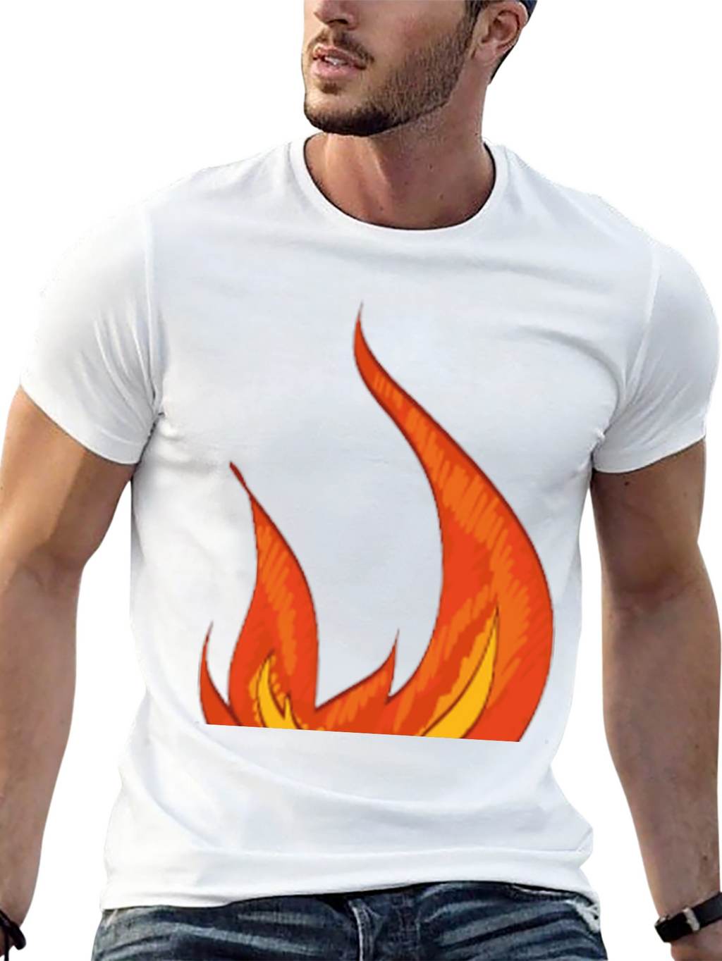 Fiery Graphic Tee - Bold Flames Design