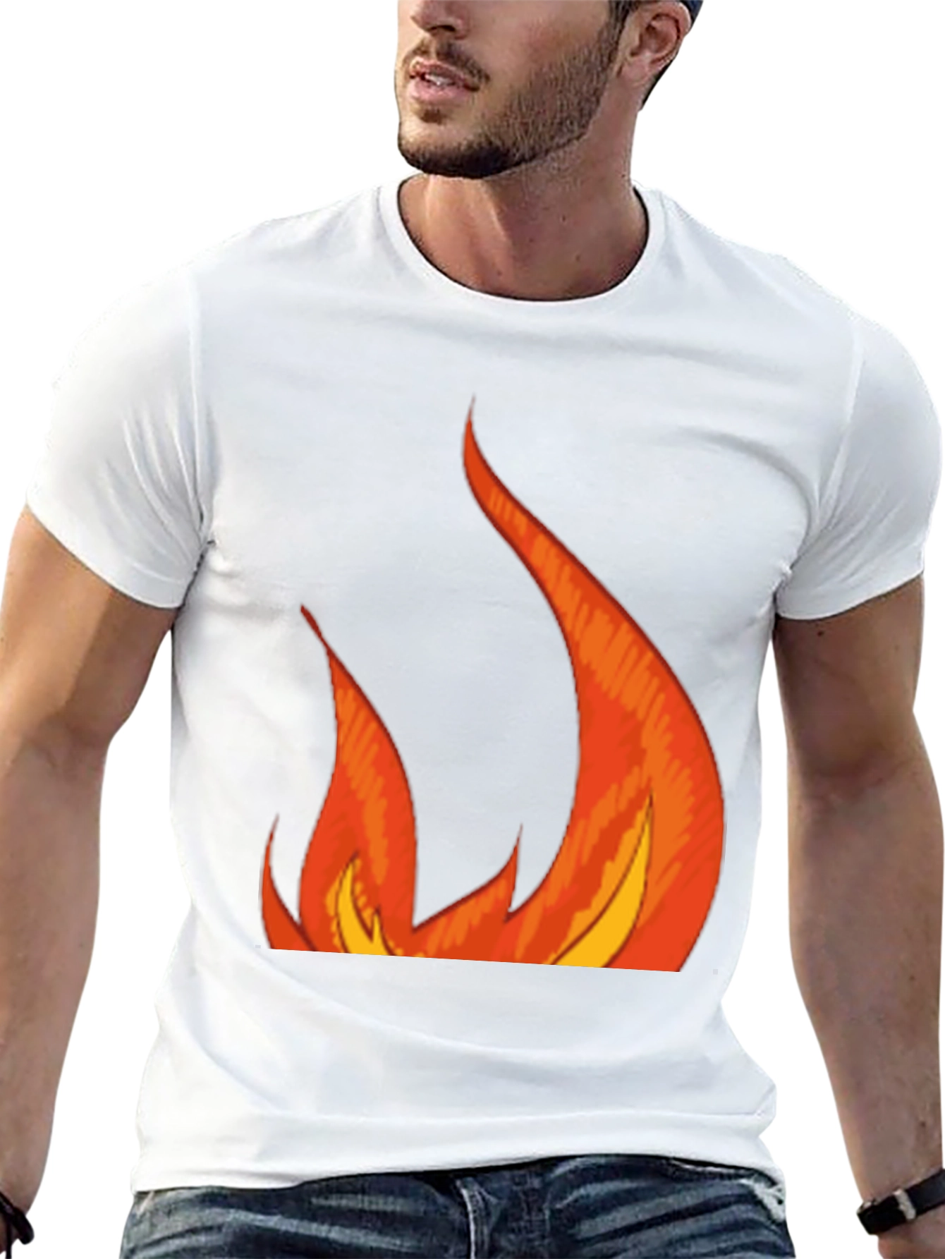 Fiery Graphic Tee - Bold Flames Design