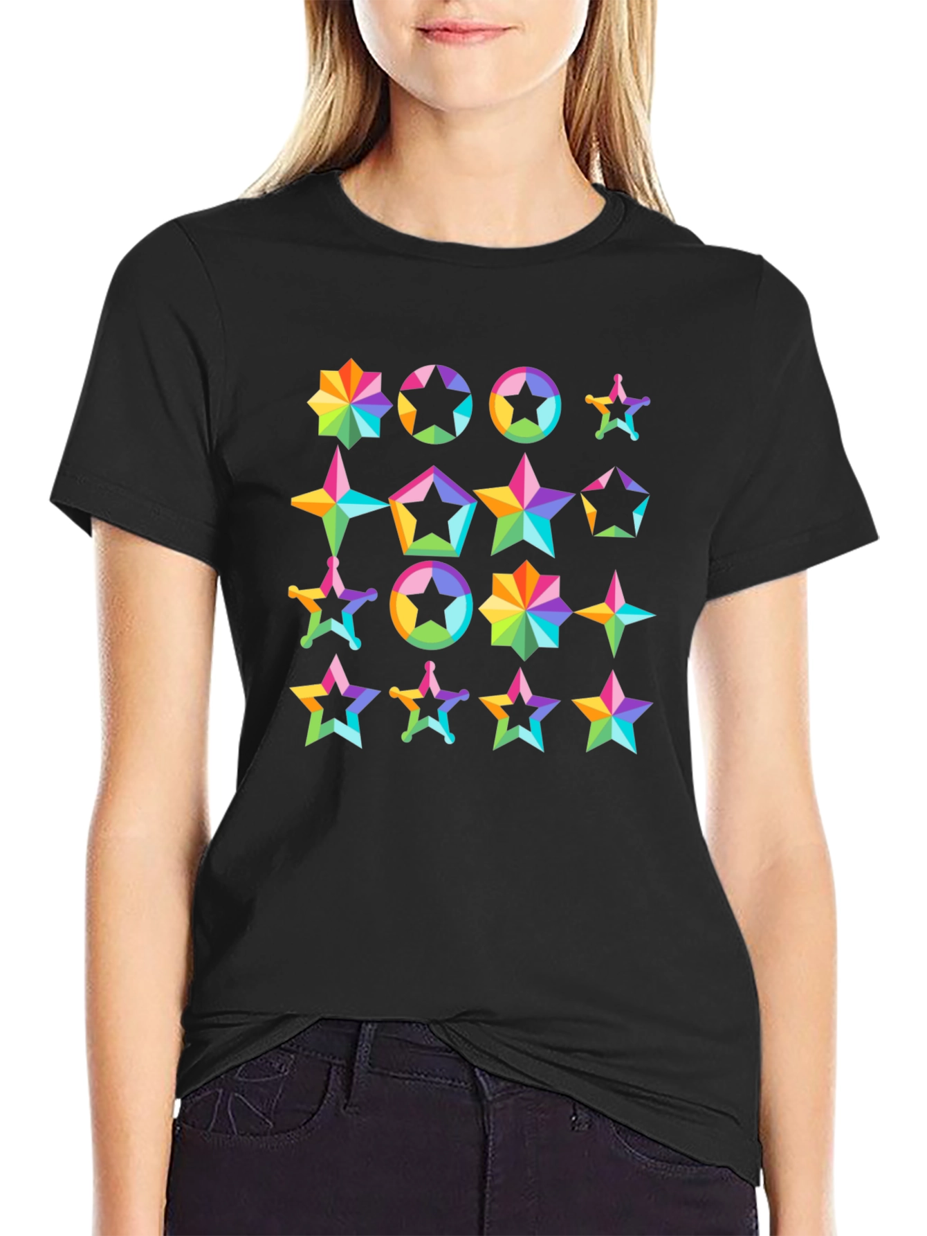 Rainbow Star Pattern T-Shirt