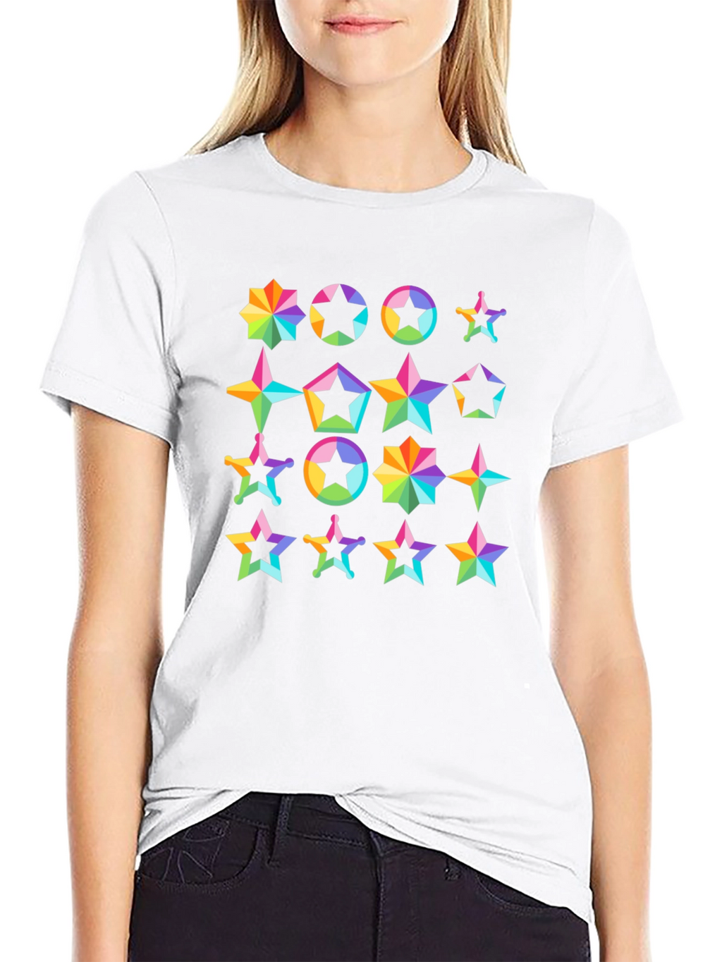 Rainbow Star Pattern T-Shirt