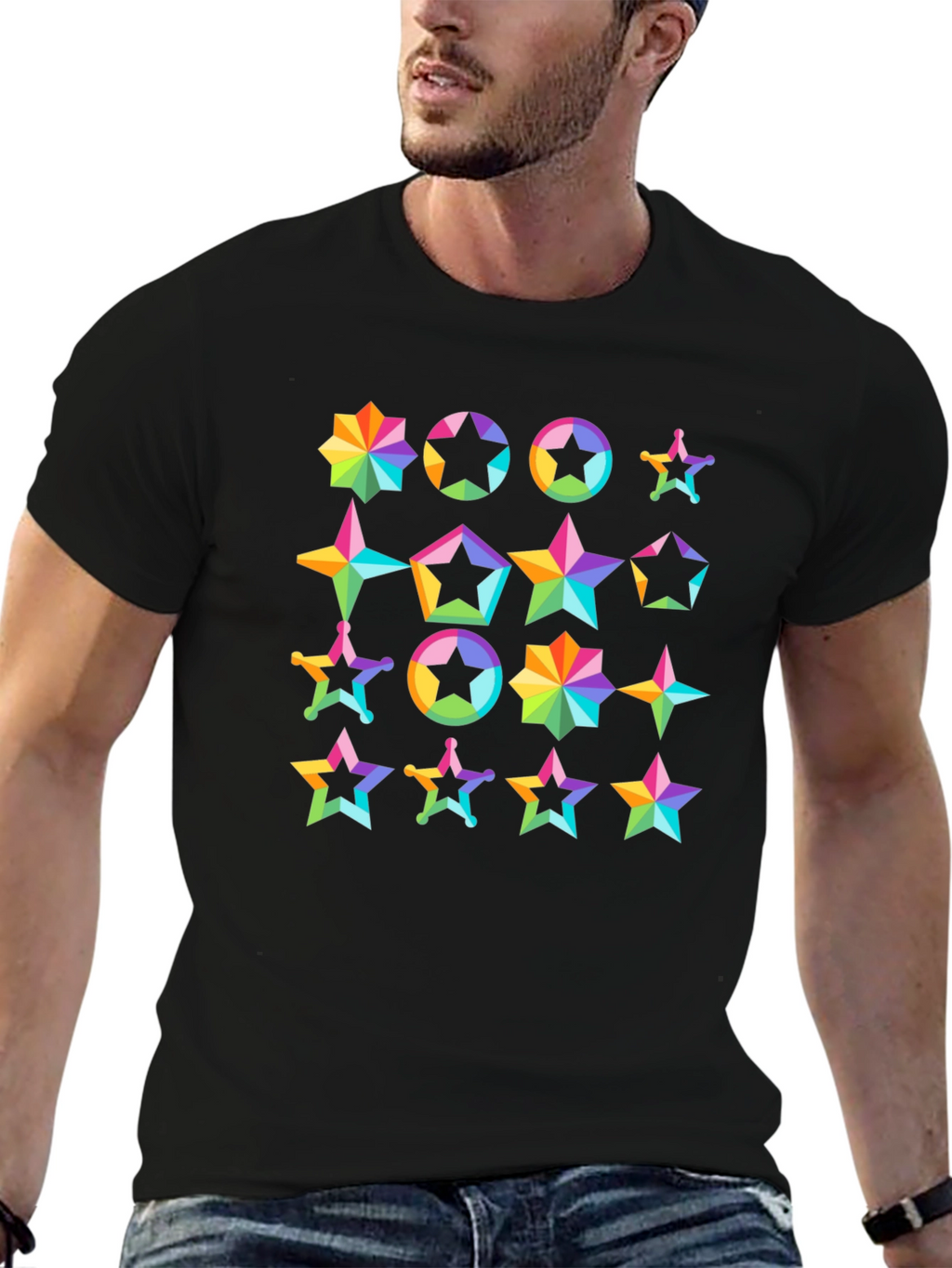 Rainbow Star Pattern T-Shirt