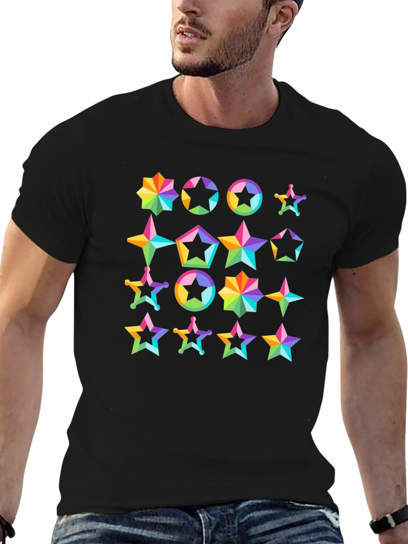 Rainbow Star Pattern T-Shirt