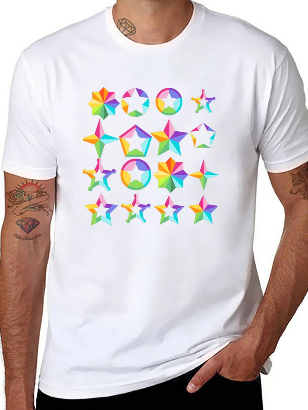 Rainbow Star Pattern T-Shirt
