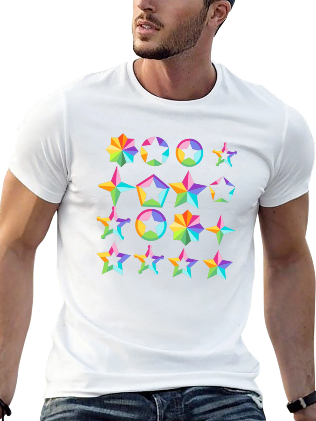Rainbow Star Pattern T-Shirt
