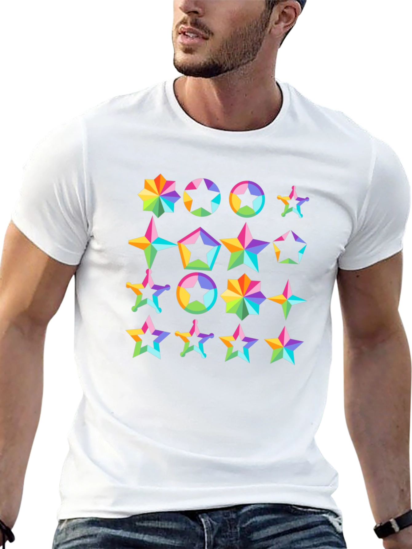 Rainbow Star Pattern T-Shirt