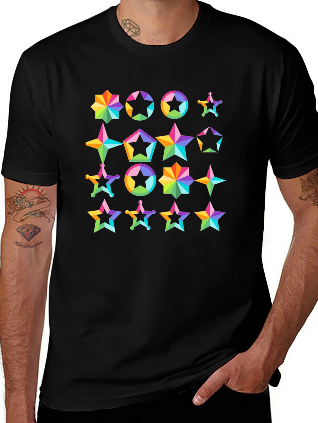 Rainbow Star Pattern T-Shirt