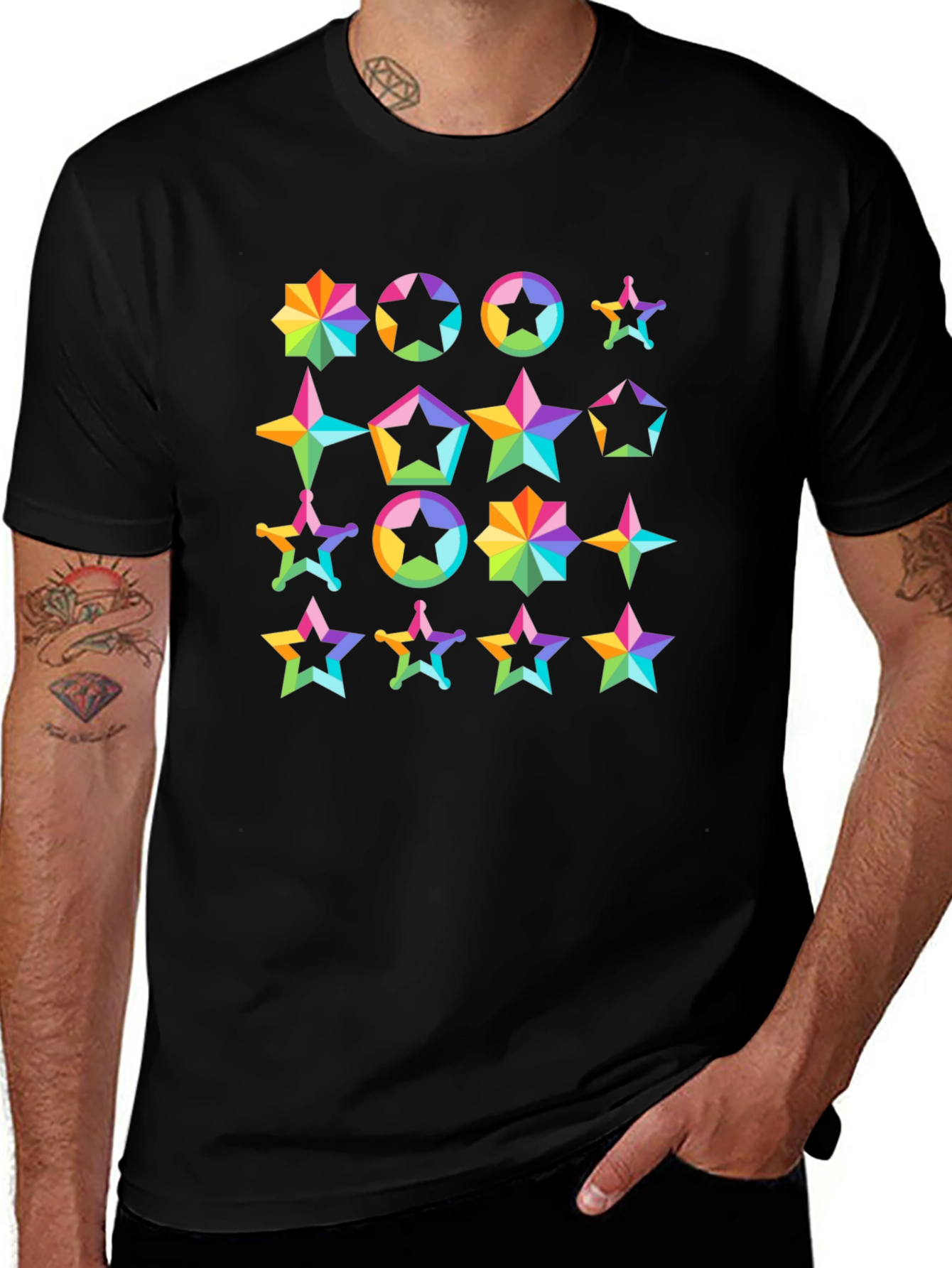 Rainbow Star Pattern T-Shirt