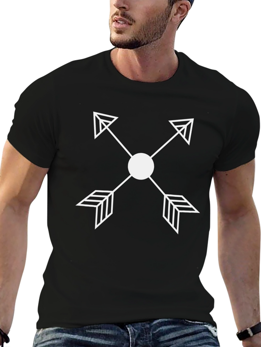 Arrow Cross Graphic Tee - Minimalist Design