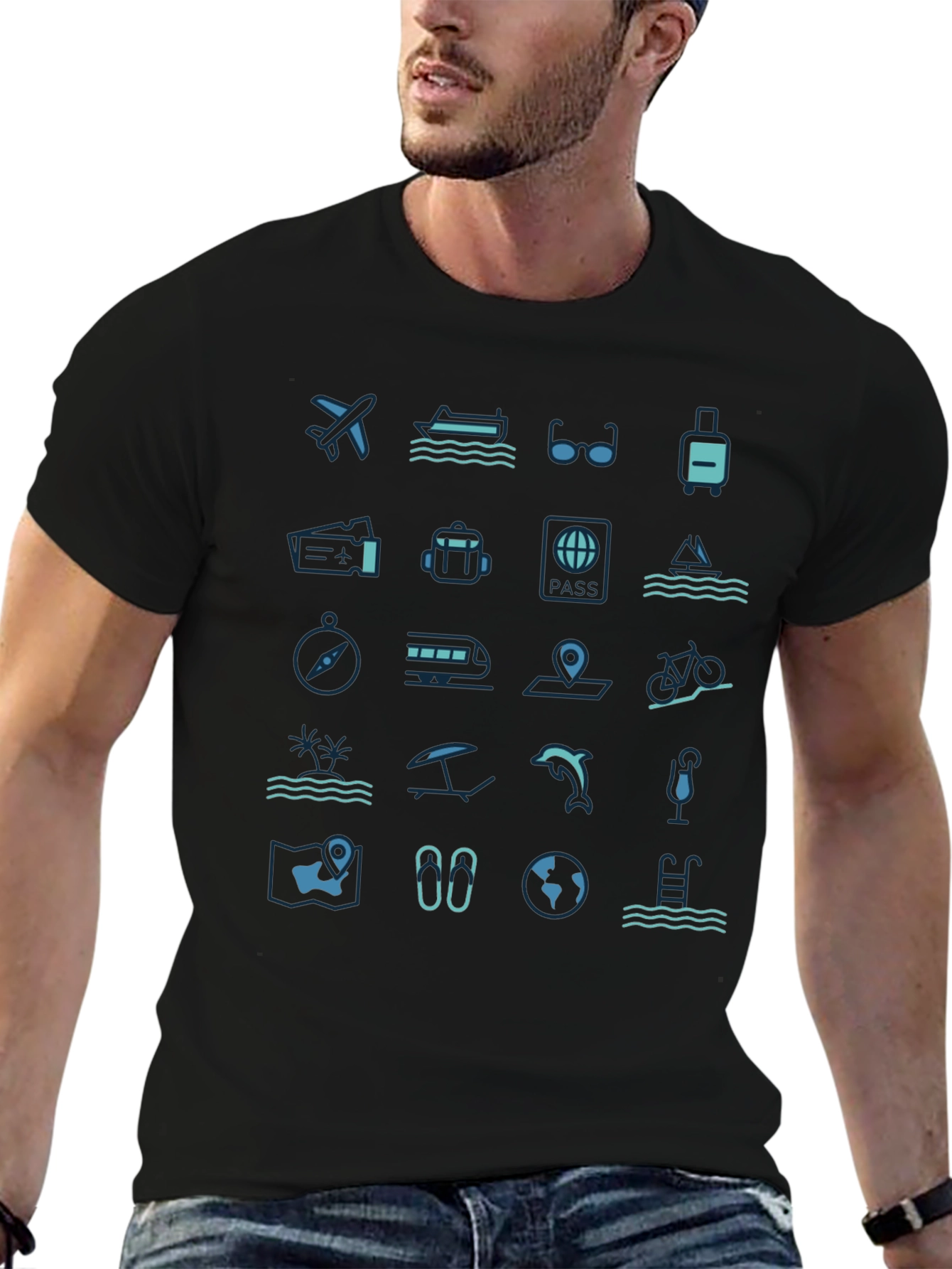 Travel Icon Black T-Shirt
