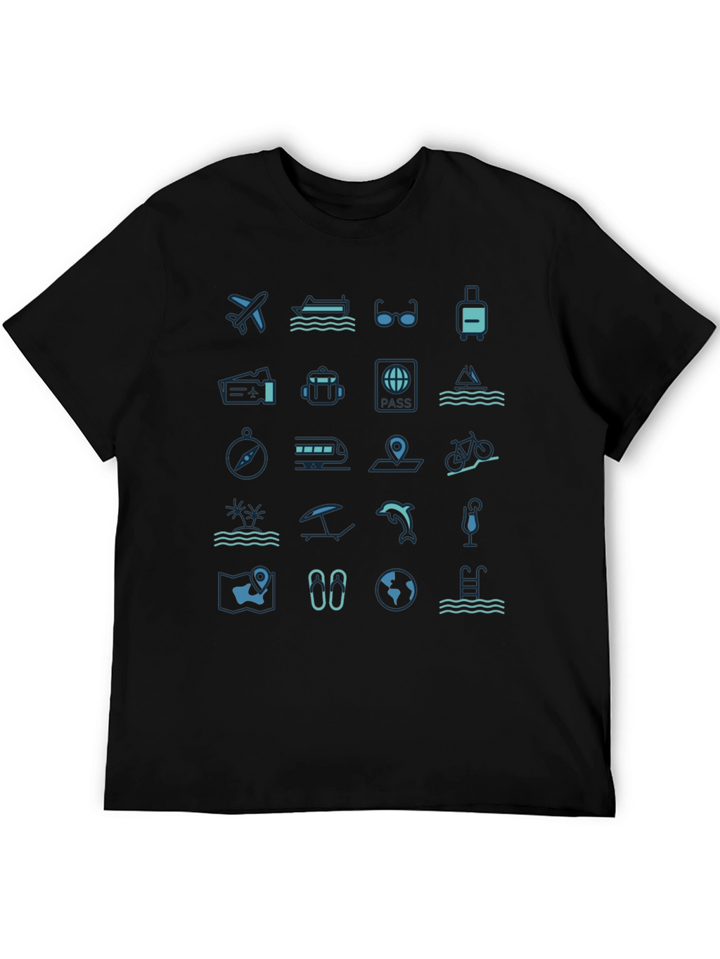 Travel Icon Black T-Shirt