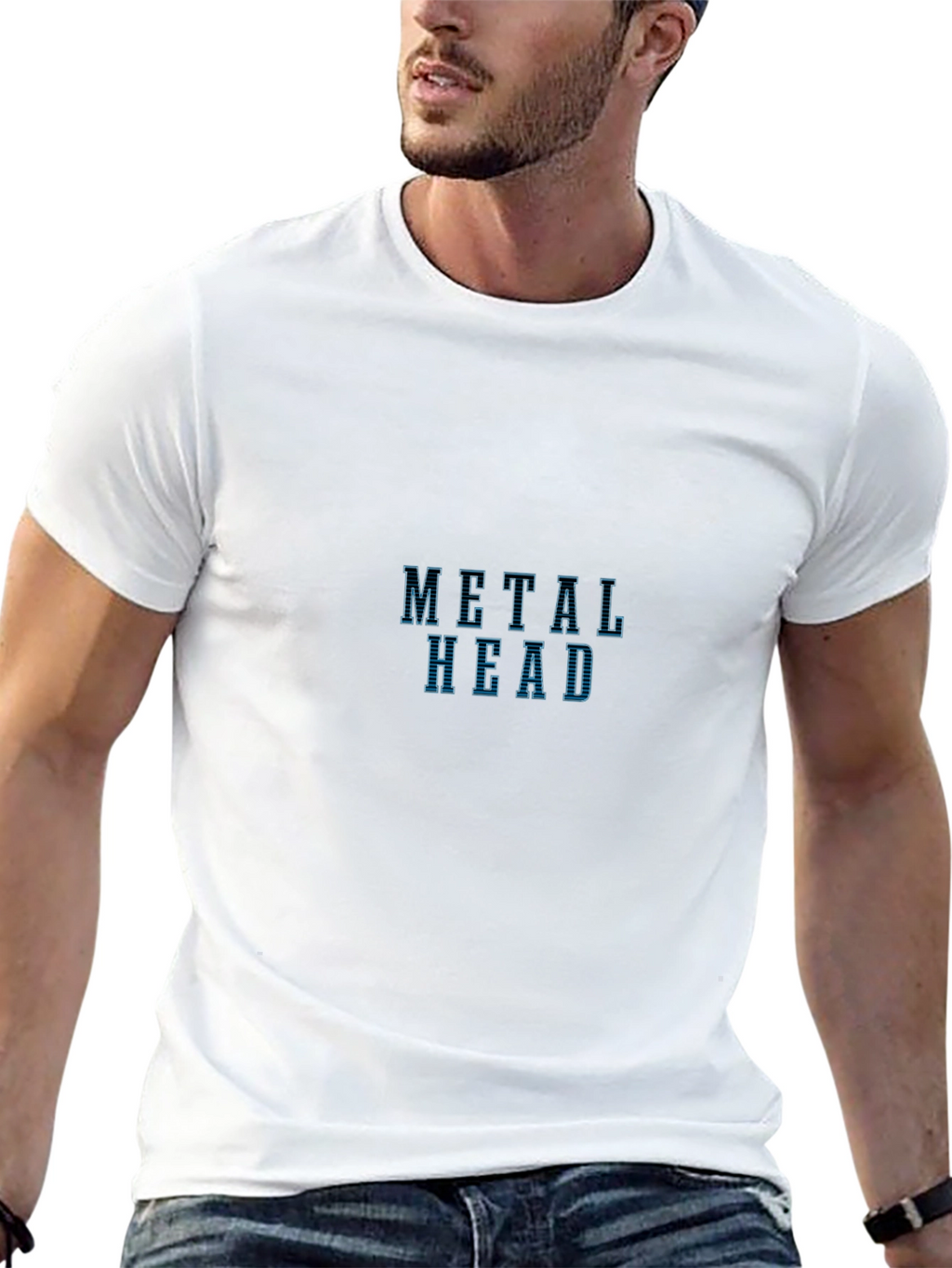 Metal Head Graphic T-Shirt - Black Crew Neck Tee