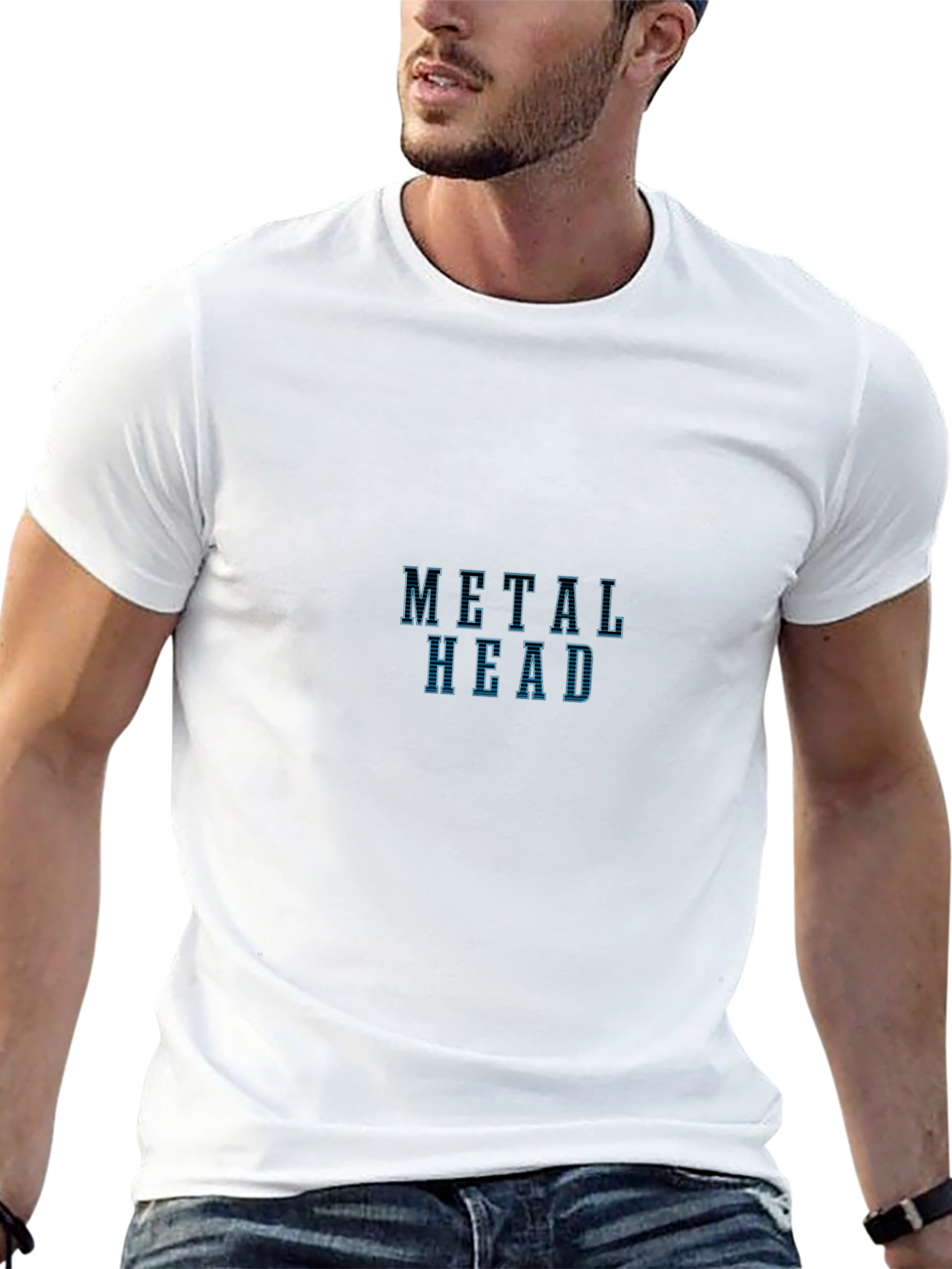Metal Head Graphic T-Shirt - Black Crew Neck Tee