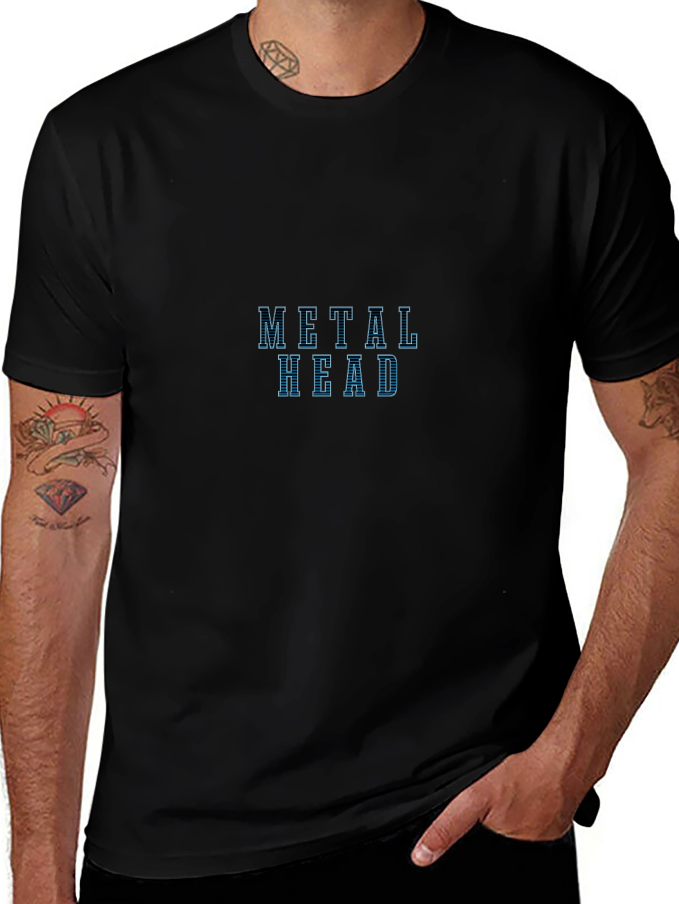 Metal Head Graphic T-Shirt - Black Crew Neck Tee