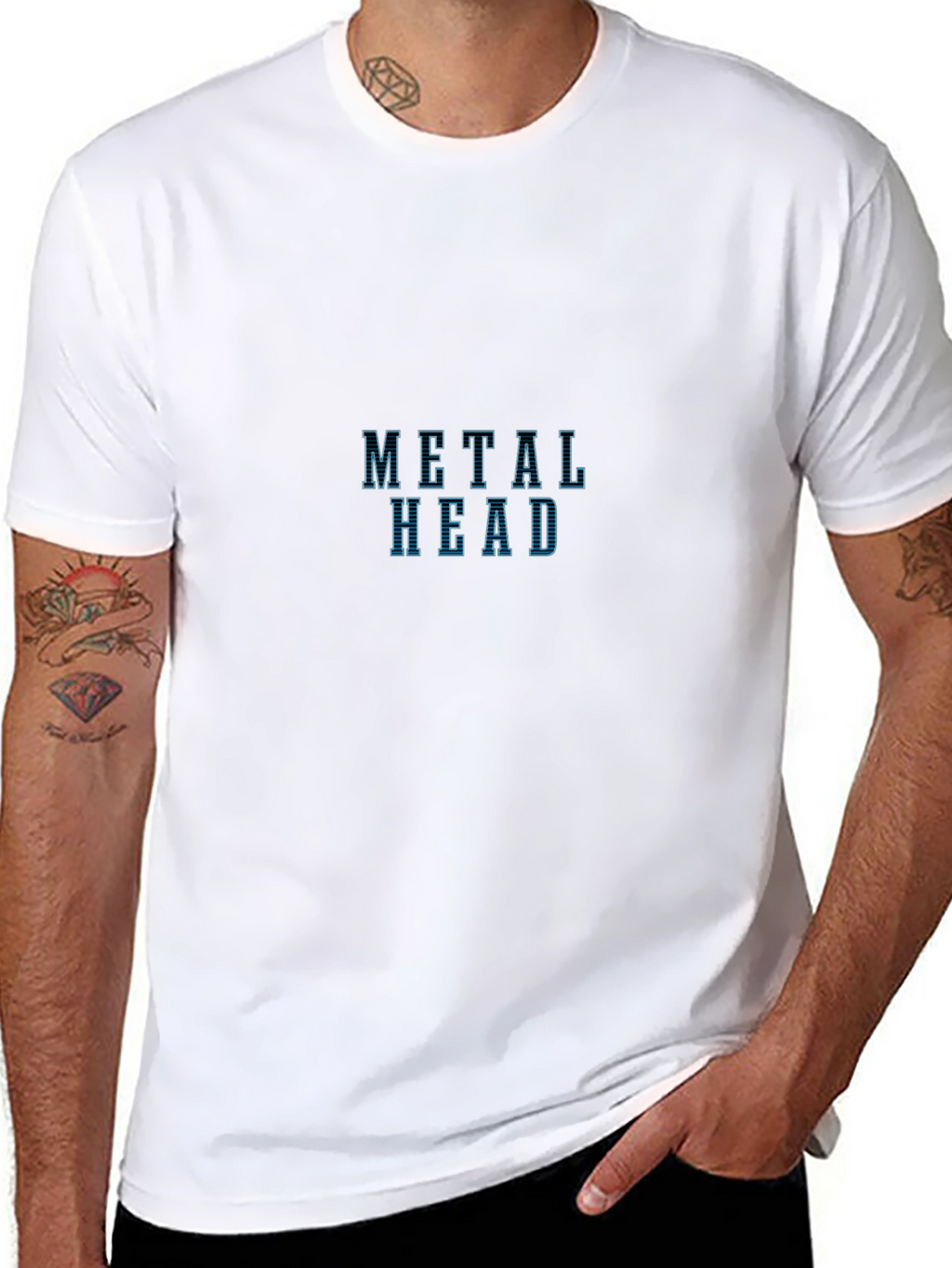 Metal Head Graphic T-Shirt - Black Crew Neck Tee