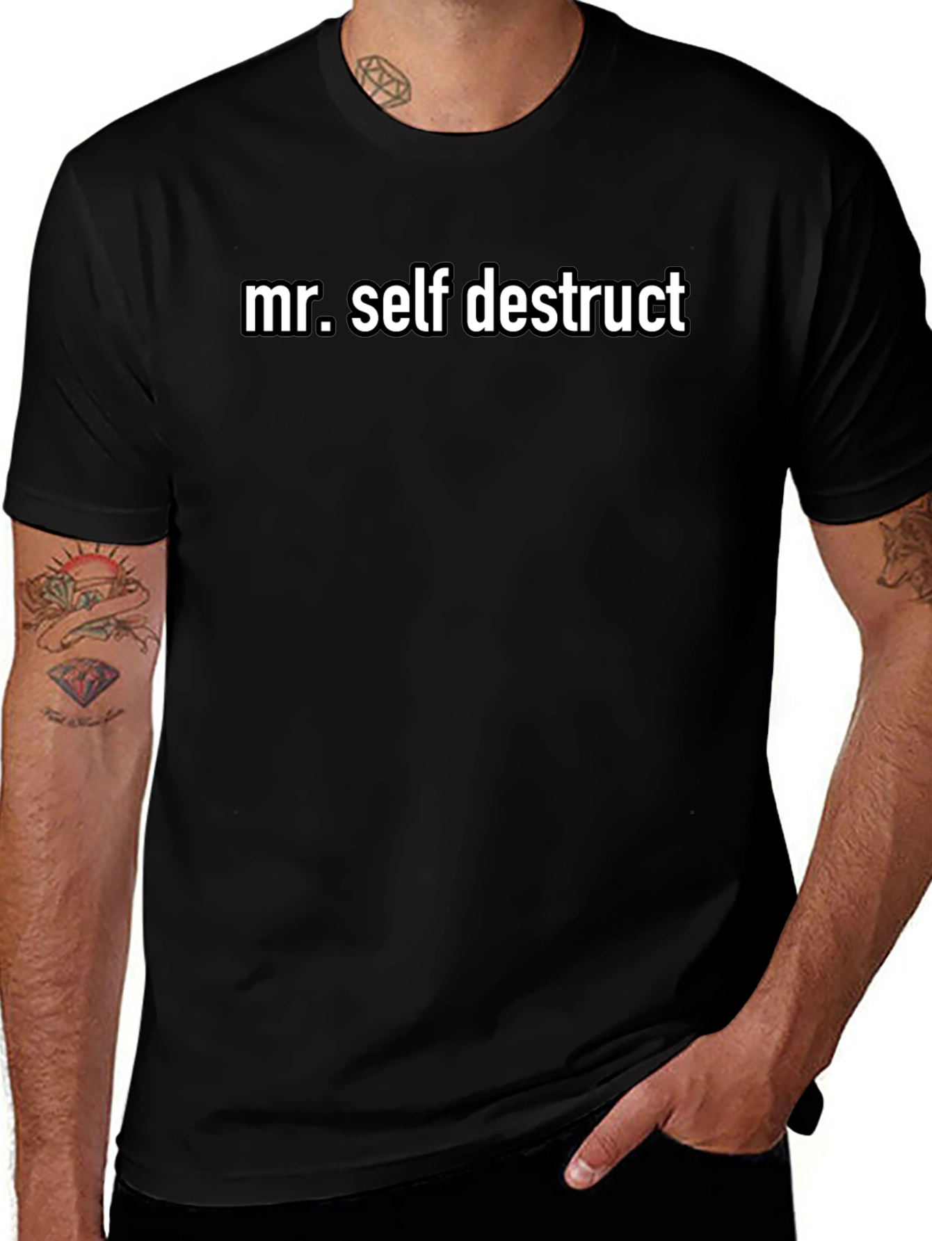 Mr. Self Destruct Graphic Black Tee Shirt