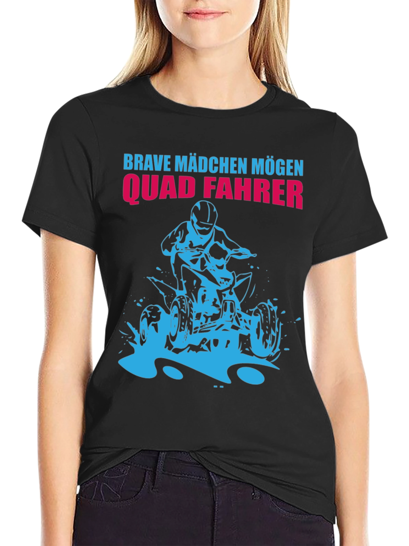 Brave Mädchen Mögen Quad Fahrer Black T-Shirt