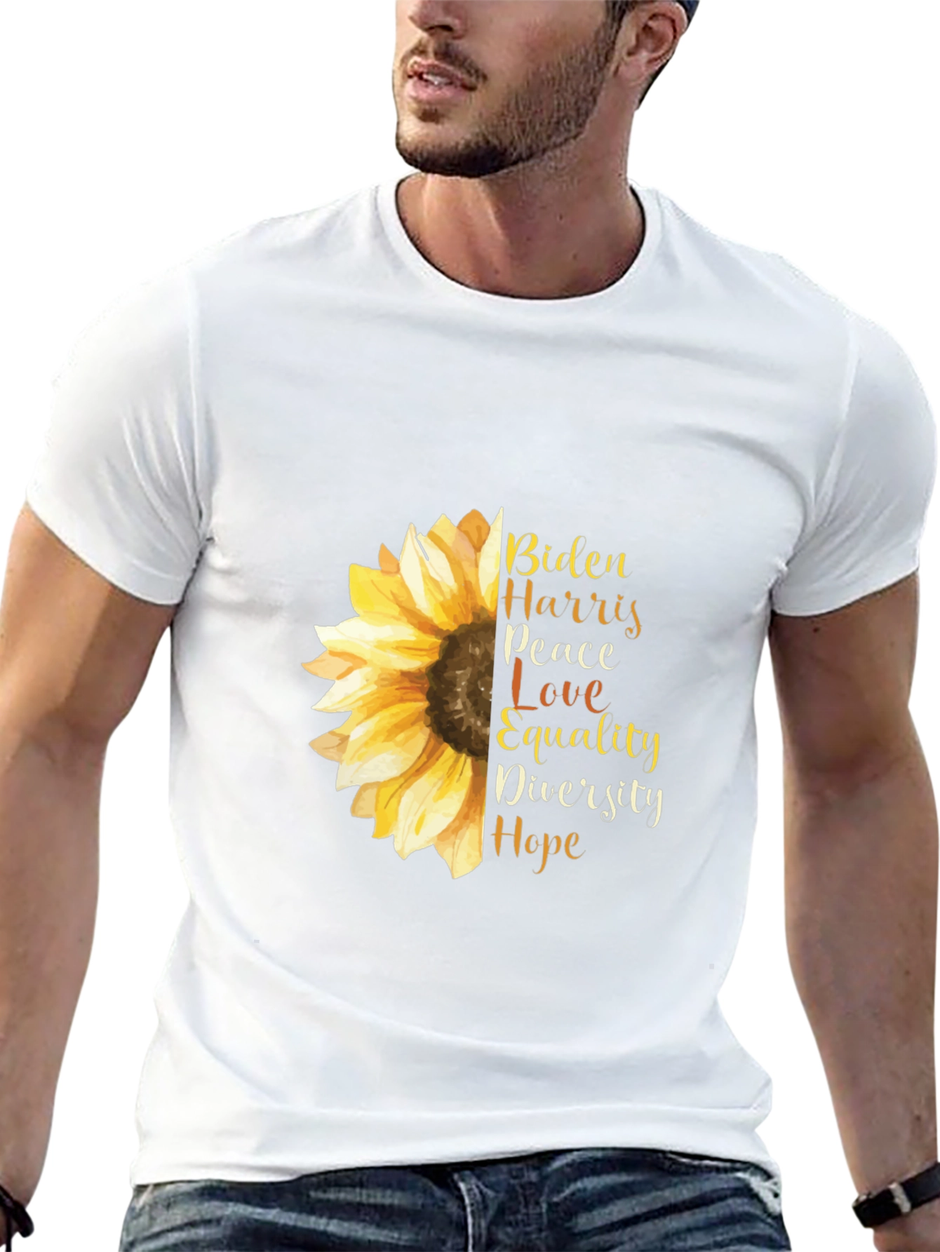 Biden Harris Sunflower Graphic Tee - Peace Love Hope