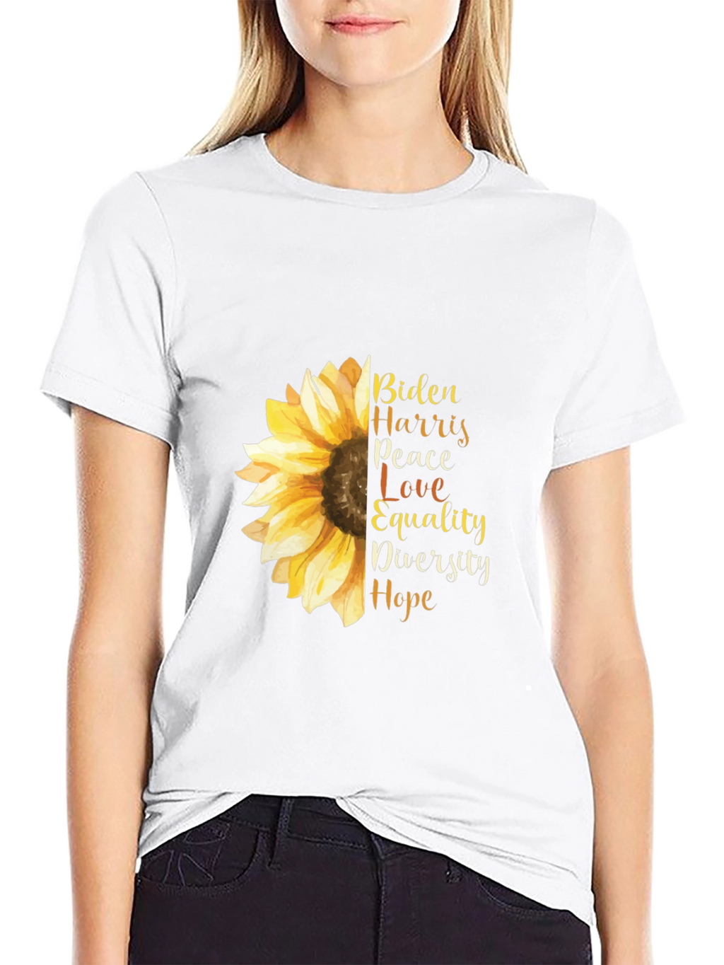 Biden Harris Sunflower Graphic Tee - Peace Love Hope