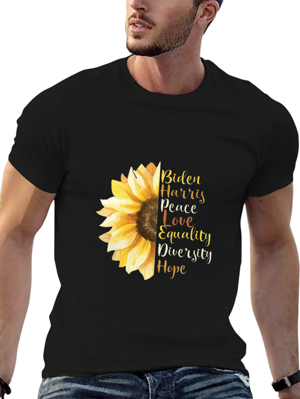Biden Harris Sunflower Graphic Tee - Peace Love Hope