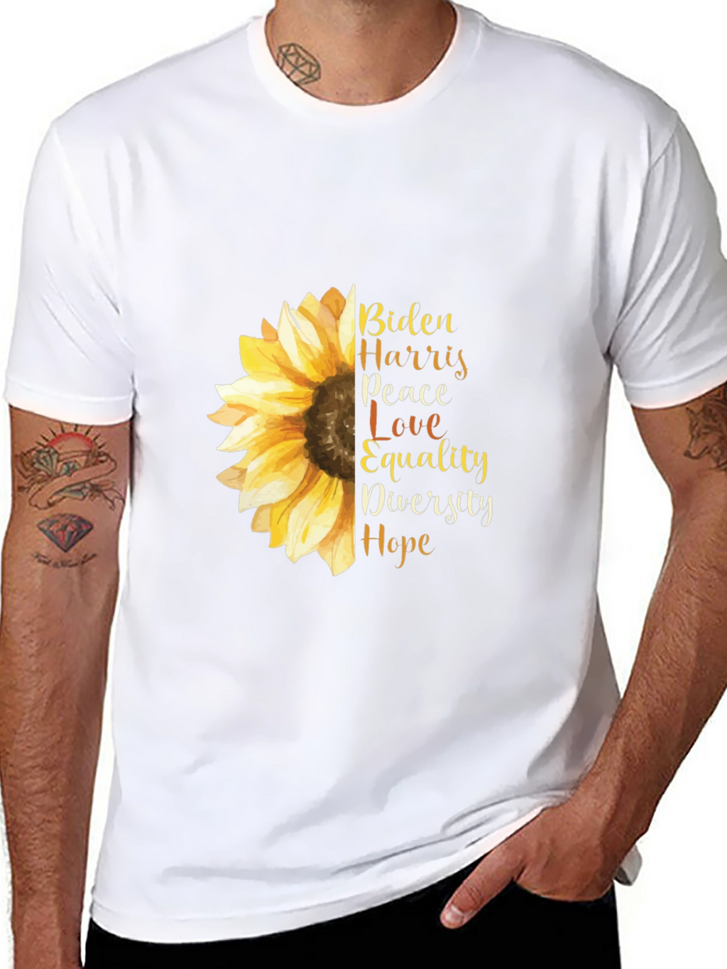 Biden Harris Sunflower Graphic Tee - Peace Love Hope